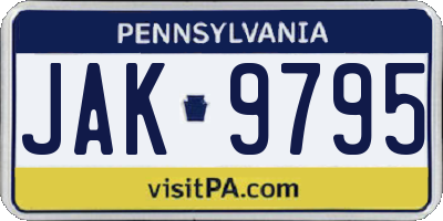 PA license plate JAK9795
