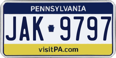 PA license plate JAK9797