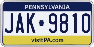 PA license plate JAK9810