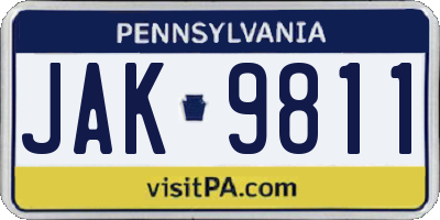 PA license plate JAK9811