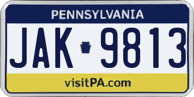 PA license plate JAK9813