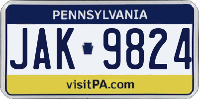 PA license plate JAK9824