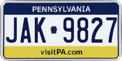 PA license plate JAK9827