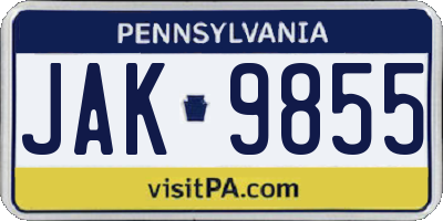 PA license plate JAK9855