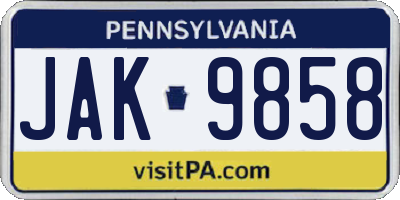 PA license plate JAK9858