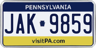 PA license plate JAK9859
