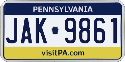 PA license plate JAK9861