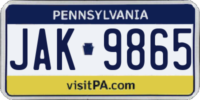 PA license plate JAK9865