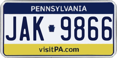 PA license plate JAK9866