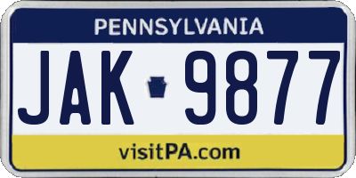 PA license plate JAK9877