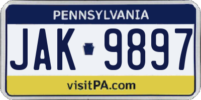 PA license plate JAK9897
