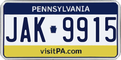 PA license plate JAK9915