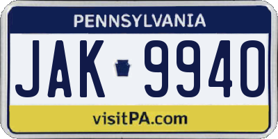 PA license plate JAK9940
