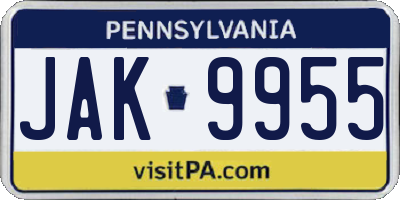 PA license plate JAK9955