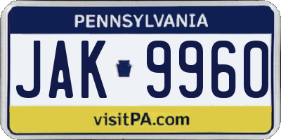 PA license plate JAK9960