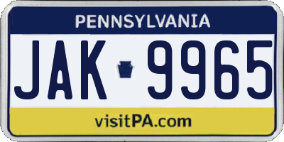 PA license plate JAK9965