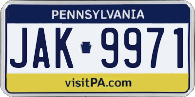 PA license plate JAK9971