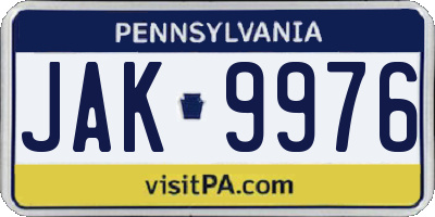 PA license plate JAK9976