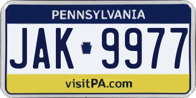 PA license plate JAK9977