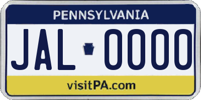 PA license plate JAL0000