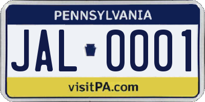 PA license plate JAL0001