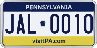 PA license plate JAL0010