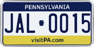 PA license plate JAL0015