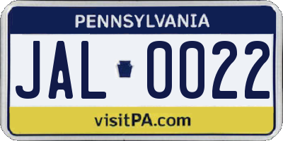 PA license plate JAL0022