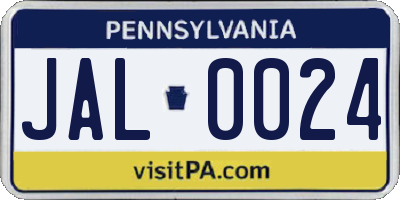 PA license plate JAL0024