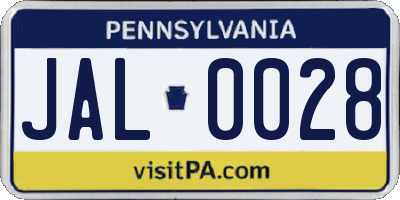 PA license plate JAL0028