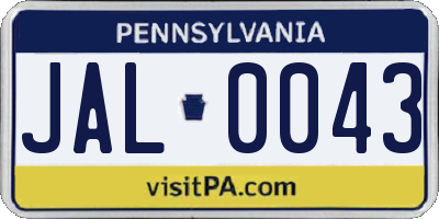 PA license plate JAL0043