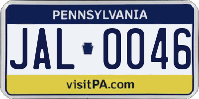 PA license plate JAL0046