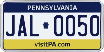 PA license plate JAL0050