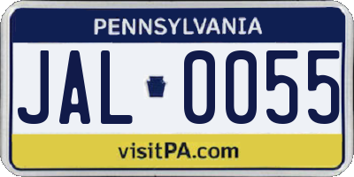 PA license plate JAL0055