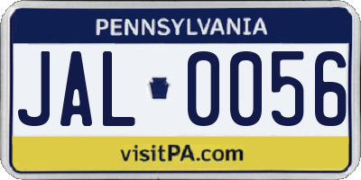 PA license plate JAL0056