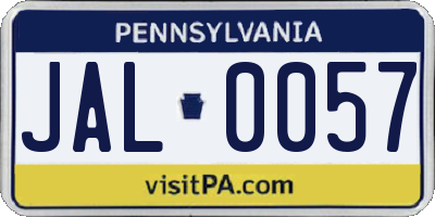 PA license plate JAL0057