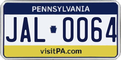 PA license plate JAL0064