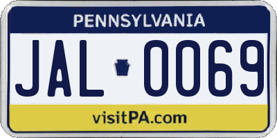 PA license plate JAL0069
