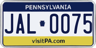 PA license plate JAL0075