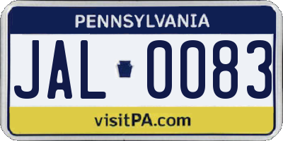 PA license plate JAL0083