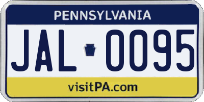 PA license plate JAL0095