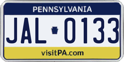 PA license plate JAL0133