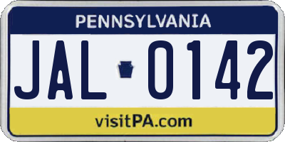PA license plate JAL0142