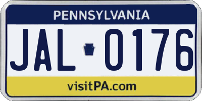 PA license plate JAL0176