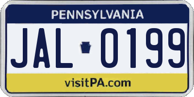 PA license plate JAL0199
