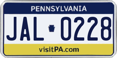 PA license plate JAL0228