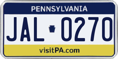 PA license plate JAL0270