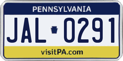PA license plate JAL0291