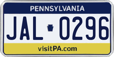 PA license plate JAL0296