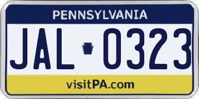 PA license plate JAL0323